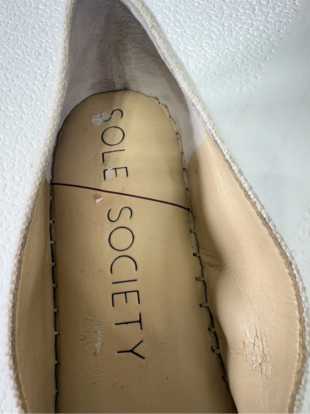 Sole Society Cream Canvas Espadrilles with Black Cap Toe S-173